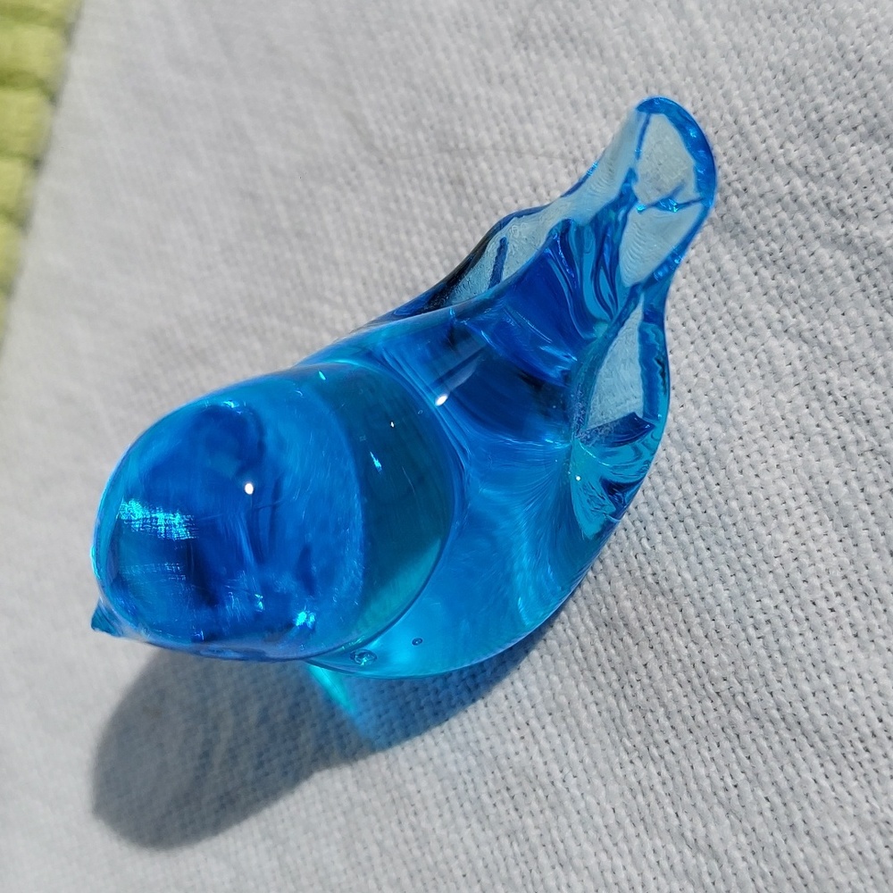 *SOLD* 2 Signed Leo Ward Bluebird of Happiness Blue Crystal Glass 1993-94 Papers - Picture 8 of 16